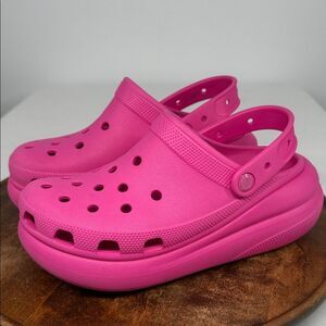 Crocs Shoes Wm 9 Men 7 Pink Stomp Clogs Platform